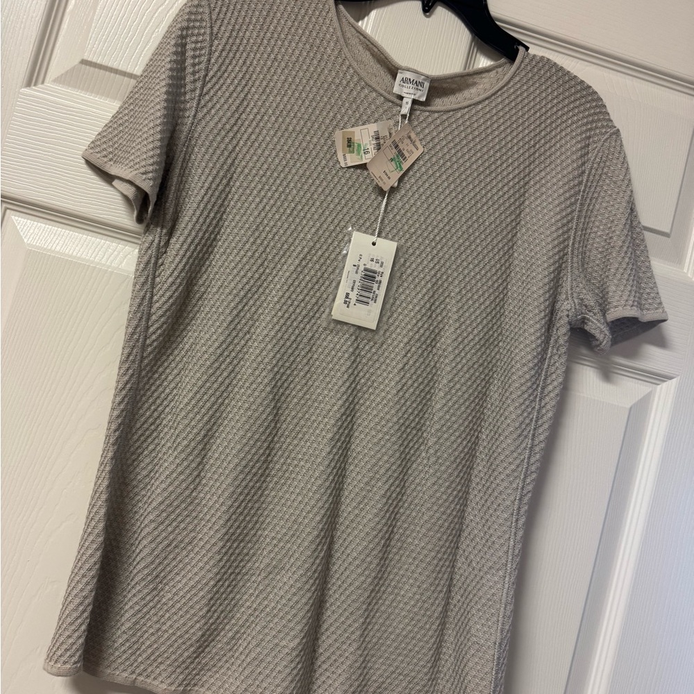 Armani Collezioni Textured Knit Top in Beige
